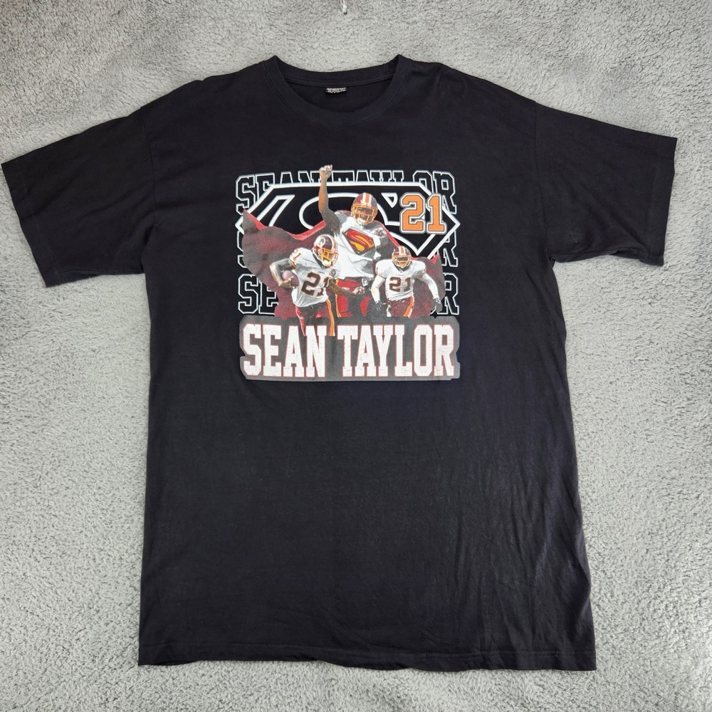 Sean Taylor Washington Redskins Superman Graphic T-Shirt Mens 4XL Black Vtg Y2K
